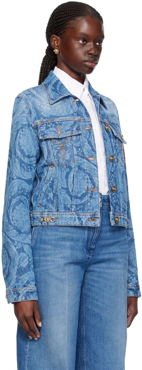 versace baroque denim jacket|versace varsity bomber jacket.